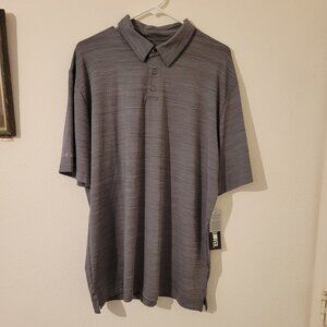 Black Clover Polo Shirt Mens L Grey Golf Performance Stretch Short Sleeve Shirt